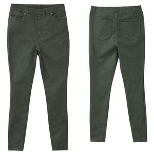 Lands' End jeans women's 4 x 32 Olive Green curvy Skinny Pull On high Rise pants